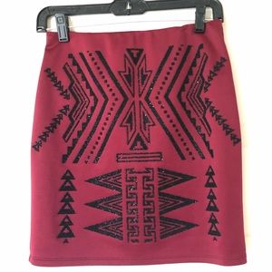 Charlotte Russe Burgundy Sequined Pencil Skirt